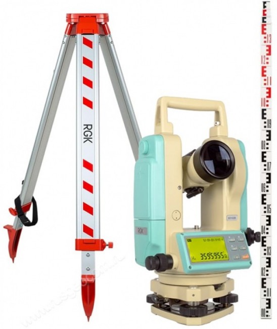 Комплект теодолит RGK T-05 (оптический отвес) штатив рейка - 3 в 1