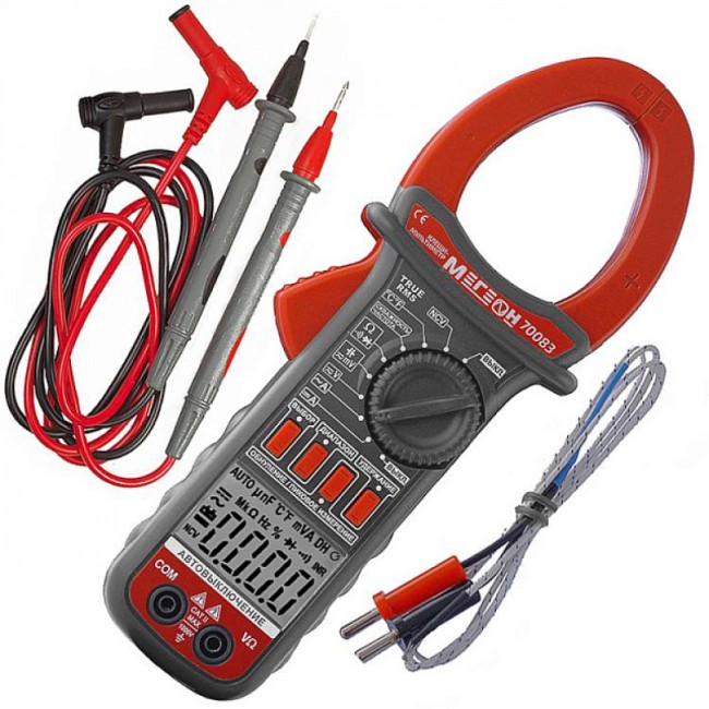 Цифровые токоизмерительные клещи, мультиметр МЕГЕОН 70083 Цифровые токоизмерительные клещи, мультиметр МЕГЕОН 70083