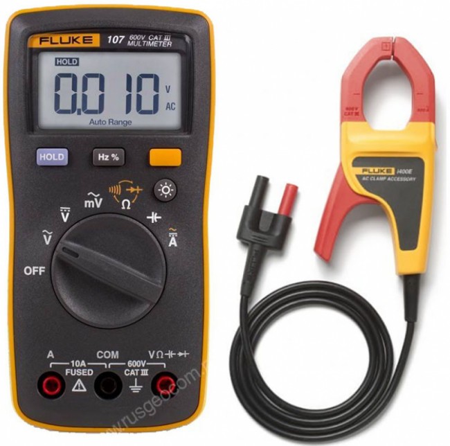 Комплект - мультиметр Fluke 107 с токовыми клещами Fluke I400E ERTA Комплект - мультиметр Fluke 107 с токовыми клещами Fluke I400E ERTA