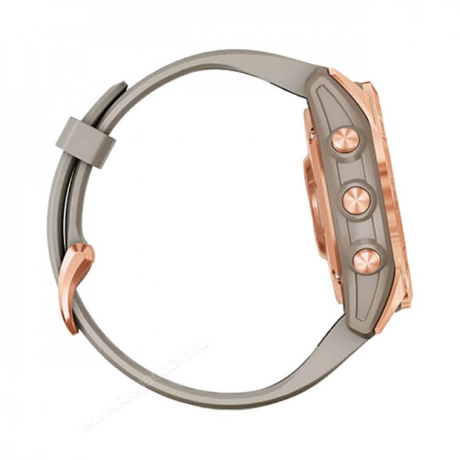 Часы Garmin Fenix 7S Solar цвета розовое золото с песочным силиконовым ремешком