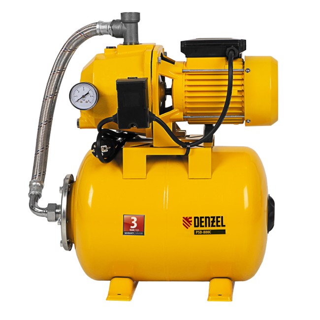 Насосная станция эжекторная PSD800C, 800 Вт, 2400 л/ч, ресивер 24 л, всасывание 20 м Denzel Насосная станция эжекторная PSD800C, 800 Вт, 2400 л/ч, ресивер 24 л, всасывание 20 м Denzel