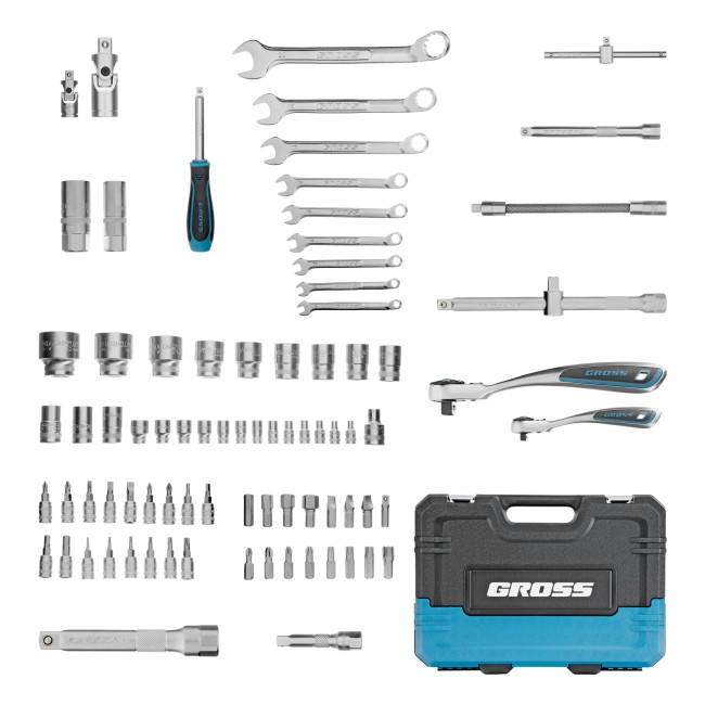 Набор инструментов 1/4", 1/2", CrV 82 предмета Gross