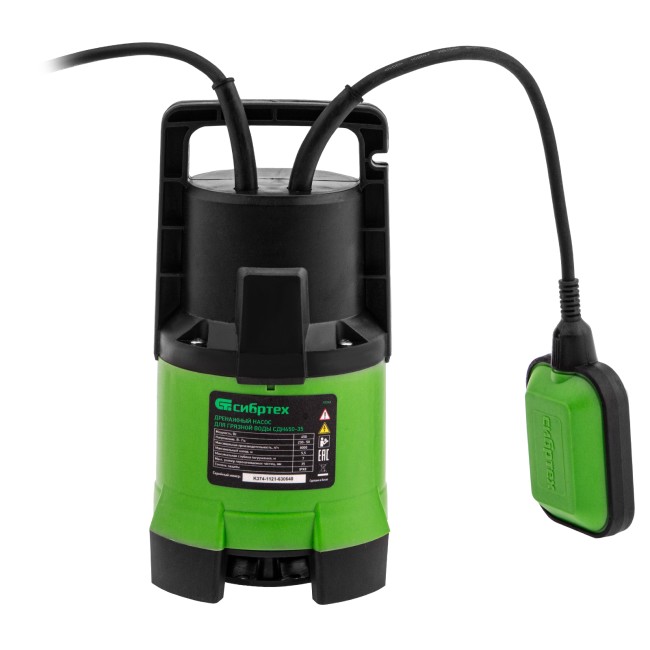 Дренажный насос для грязной воды СДН450-35, 450 Вт, напор 5.5 м, 8000 л/ч Сибртех Дренажный насос для грязной воды СДН450-35, 450 Вт, напор 5.5 м, 8000 л/ч Сибртех