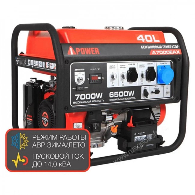 Бензиновый генератор A-iPower A7000EAX + блок автозапуска A-iPower 400 В, 25 А Бензиновый генератор A-iPower A7000EAX + блок автозапуска A-iPower 400 В, 25 А