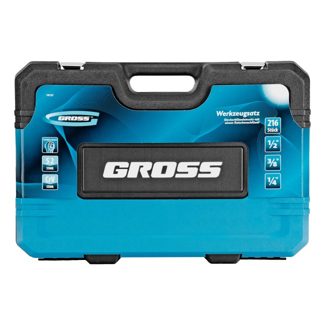 Набор инструментов 1/2", 3/8", 1/4" CrV 216 предметов Gross