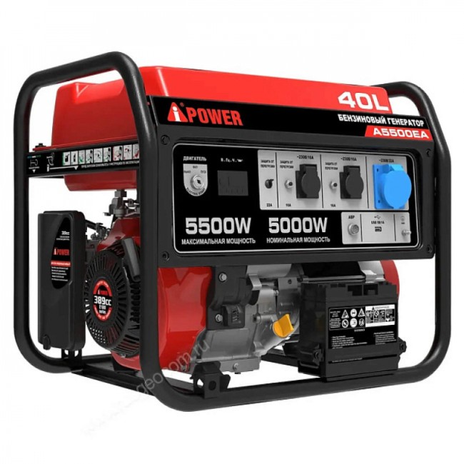 Бензиновый генератор A-iPower A5500EA + блок автозапуска A-iPower 400 В, 25 А + транспортировочный комплект A-iPower L Бензиновый генератор A-iPower A5500EA + блок автозапуска A-iPower 400 В, 25 А + транспортировочный комплект A-iPower L