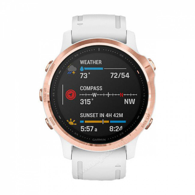 Часы Garmin Fenix 6S Pro розовое золото с белым ремешком