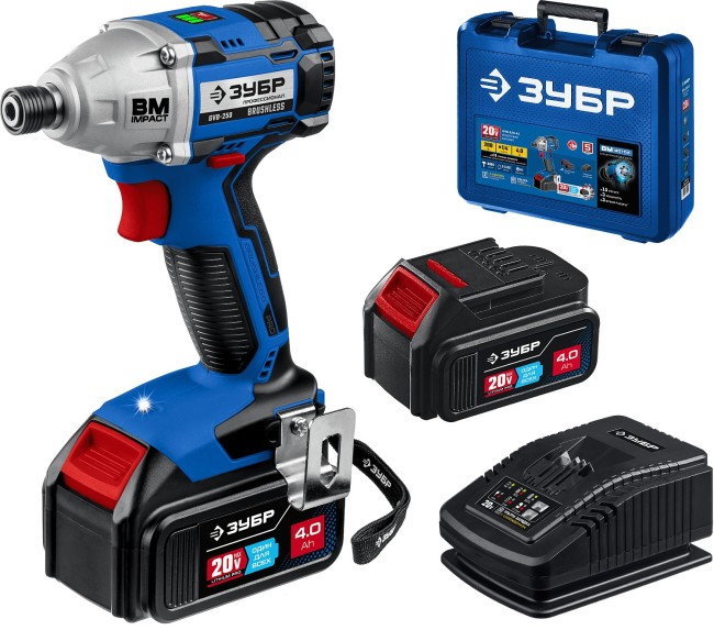 Винтоверт бесщеточный GVB-250-42 ЗУБР 2 АКБ