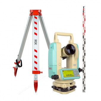 Комплект теодолит RGK T-20 (лазерный отвес) штатив рейка - 3 в 1 Комплект теодолит RGK T-20 (лазерный отвес) штатив рейка - 3 в 1